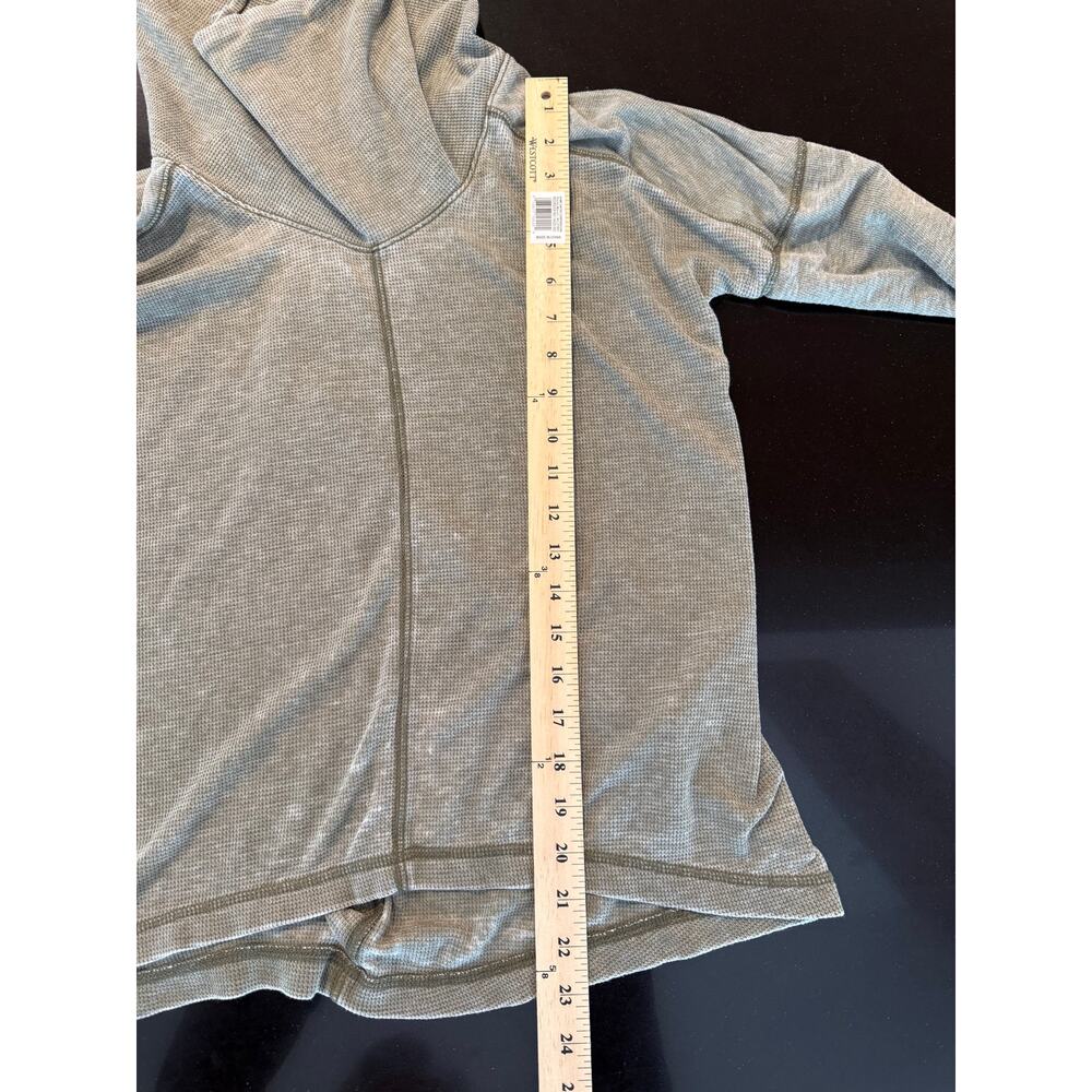 Lucky Brand Womens Muted Green/gray Cowl Neck Waffle Pullover High Low - Picture 6 of 6